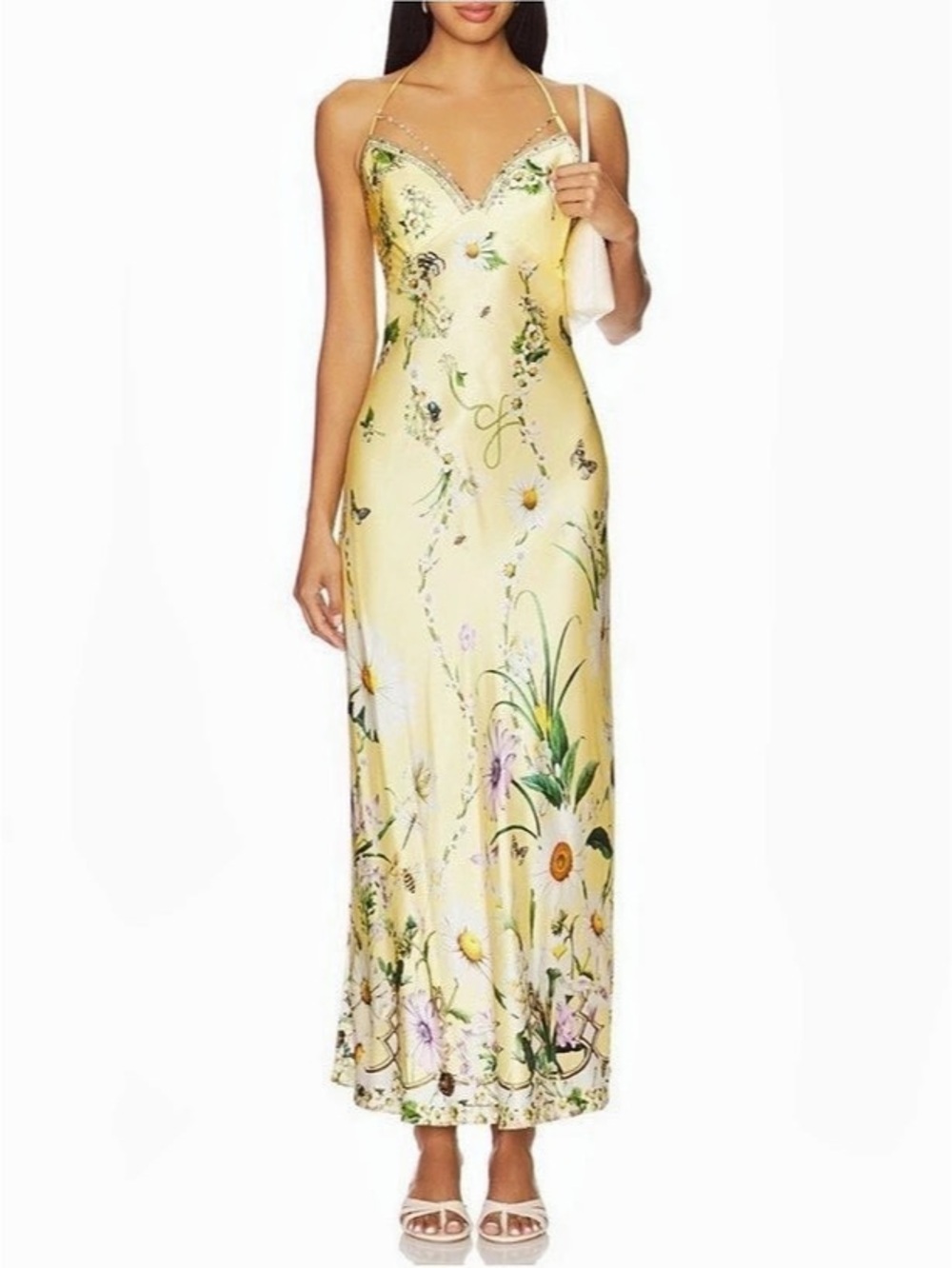 Camilla Chain Detail Slip Dress - Daisy Chains Floral Maxi Yellow